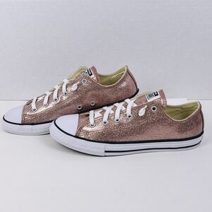 Converse All Star Low Pink Glitter Sneakers Junior 6 Womens 6 Rose Gold Chucks
